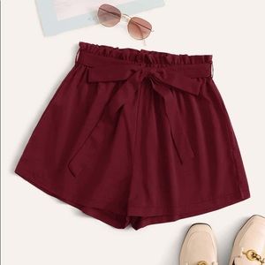Loft Maroon Paper Bag Tie Shorts